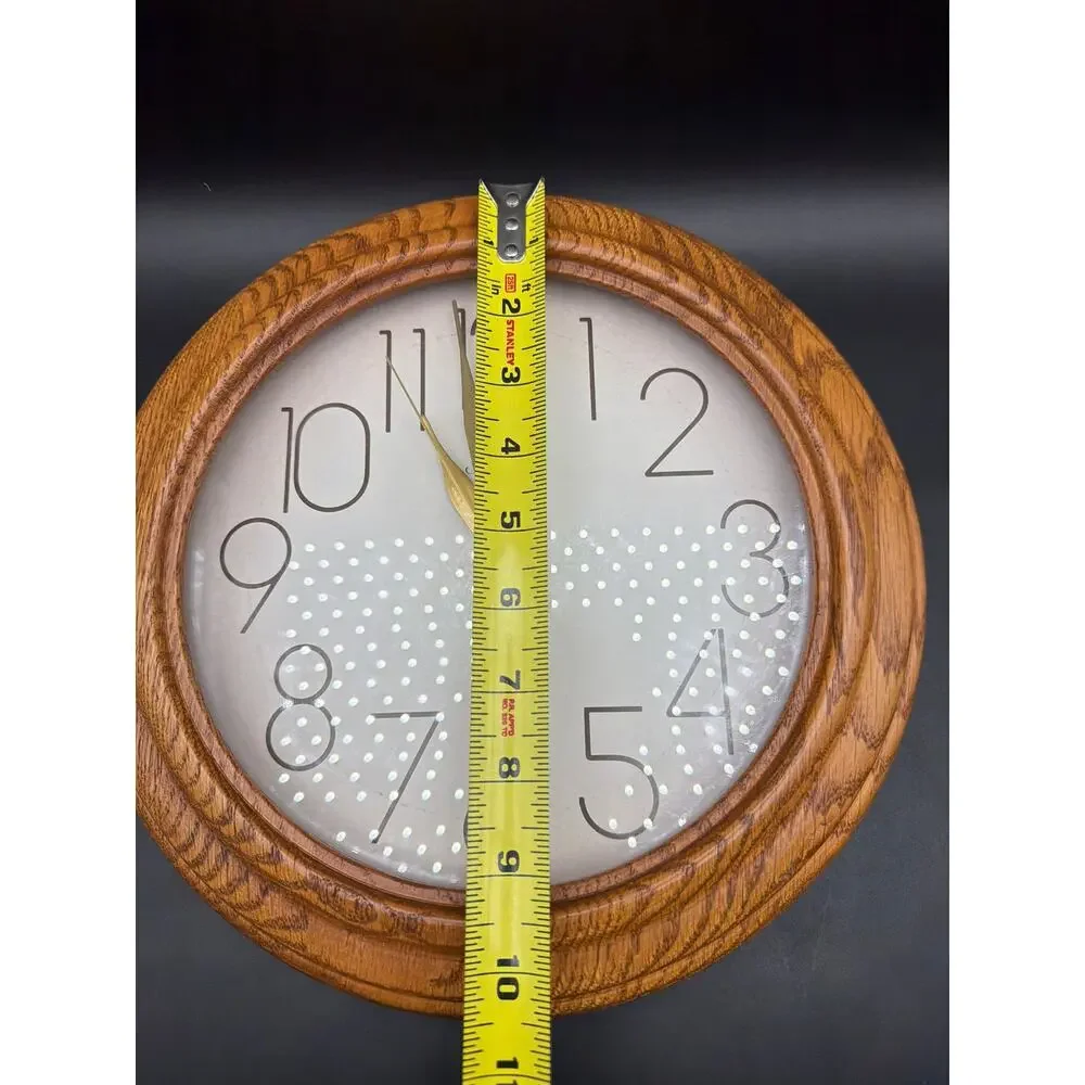 Vintage Sunbeam Quartz Solid Oak Wall Clock 13” Ticks But Not Running Repair
